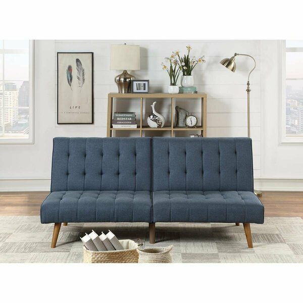 Kd Gabinetes 71 x 35 x 31 in. Convertible Futon Adjustable Sofa with Splitback in Navy Blue Fabric KD3686079